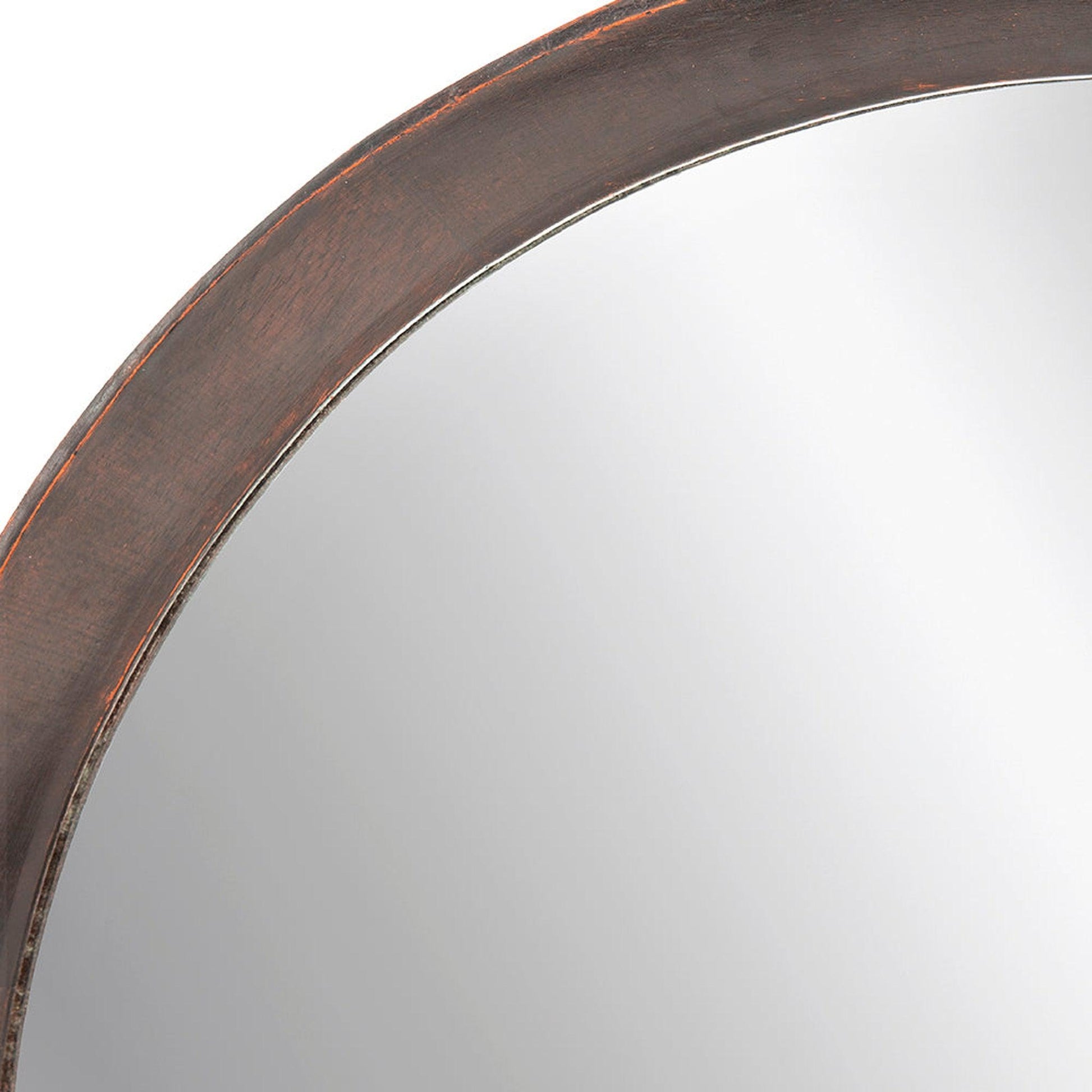 A&B Home Porthole 20" x 20" Bundle of 33 Round Dark Brown Mango Wood Frame Wall-Mounted Mirror