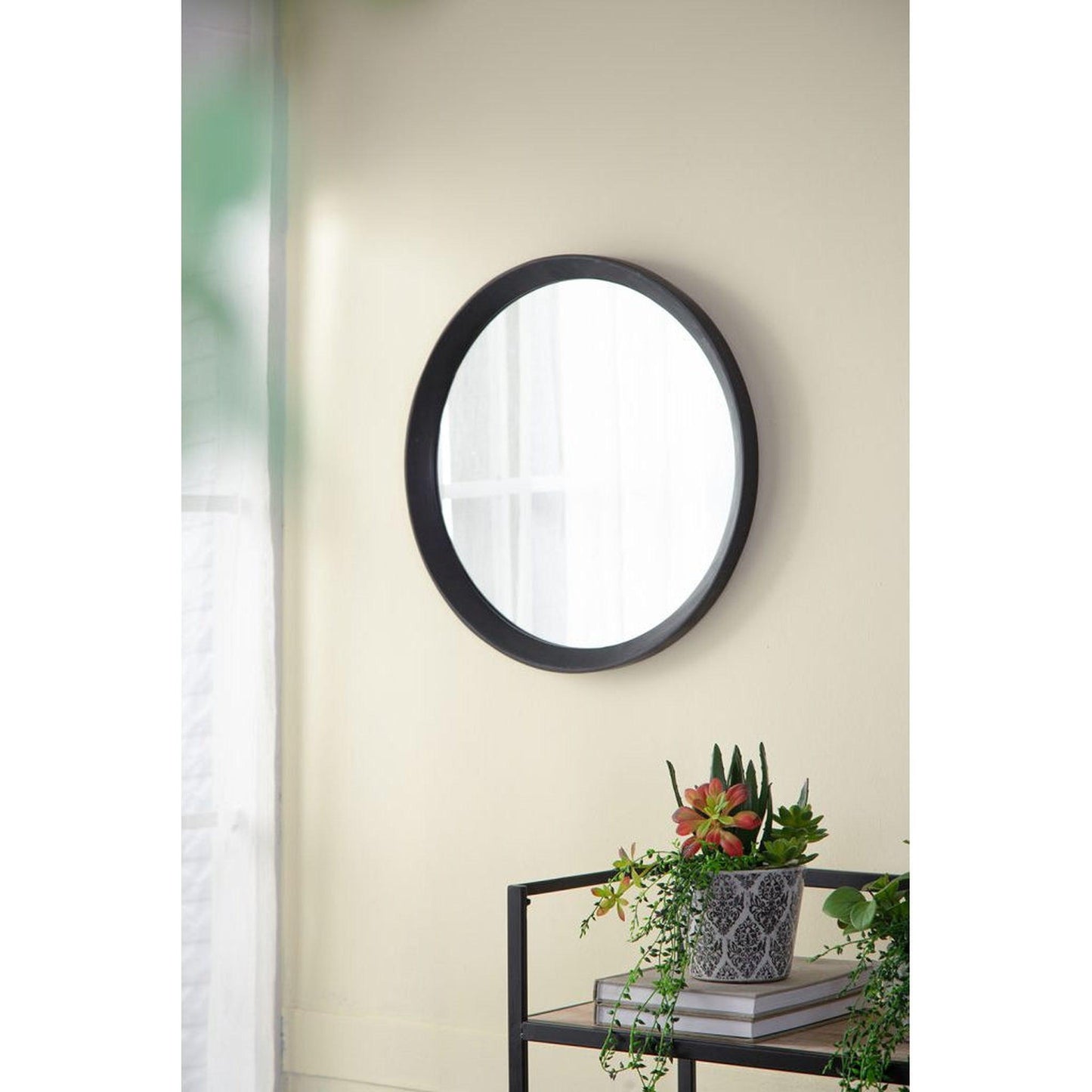 A&B Home Porthole 20" x 20" Bundle of 48 Round Black Mango Wood Frame Wall-Mounted Mirror