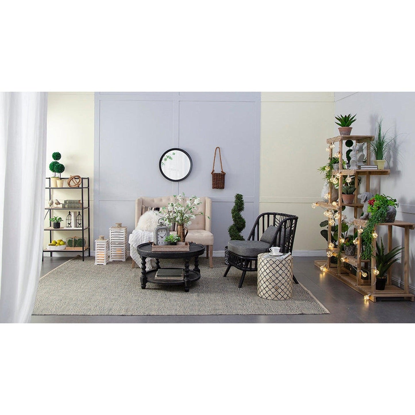 A&B Home Porthole 20" x 20" Bundle of 48 Round Black Mango Wood Frame Wall-Mounted Mirror