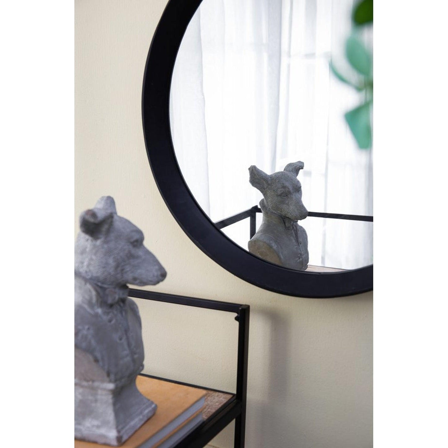 A&B Home Porthole 20" x 20" Bundle of 48 Round Black Mango Wood Frame Wall-Mounted Mirror