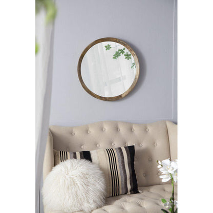 A&B Home Porthole 20" x 20" Bundle of 48 Round Brown Mango Wood Frame Wall-Mounted Mirror