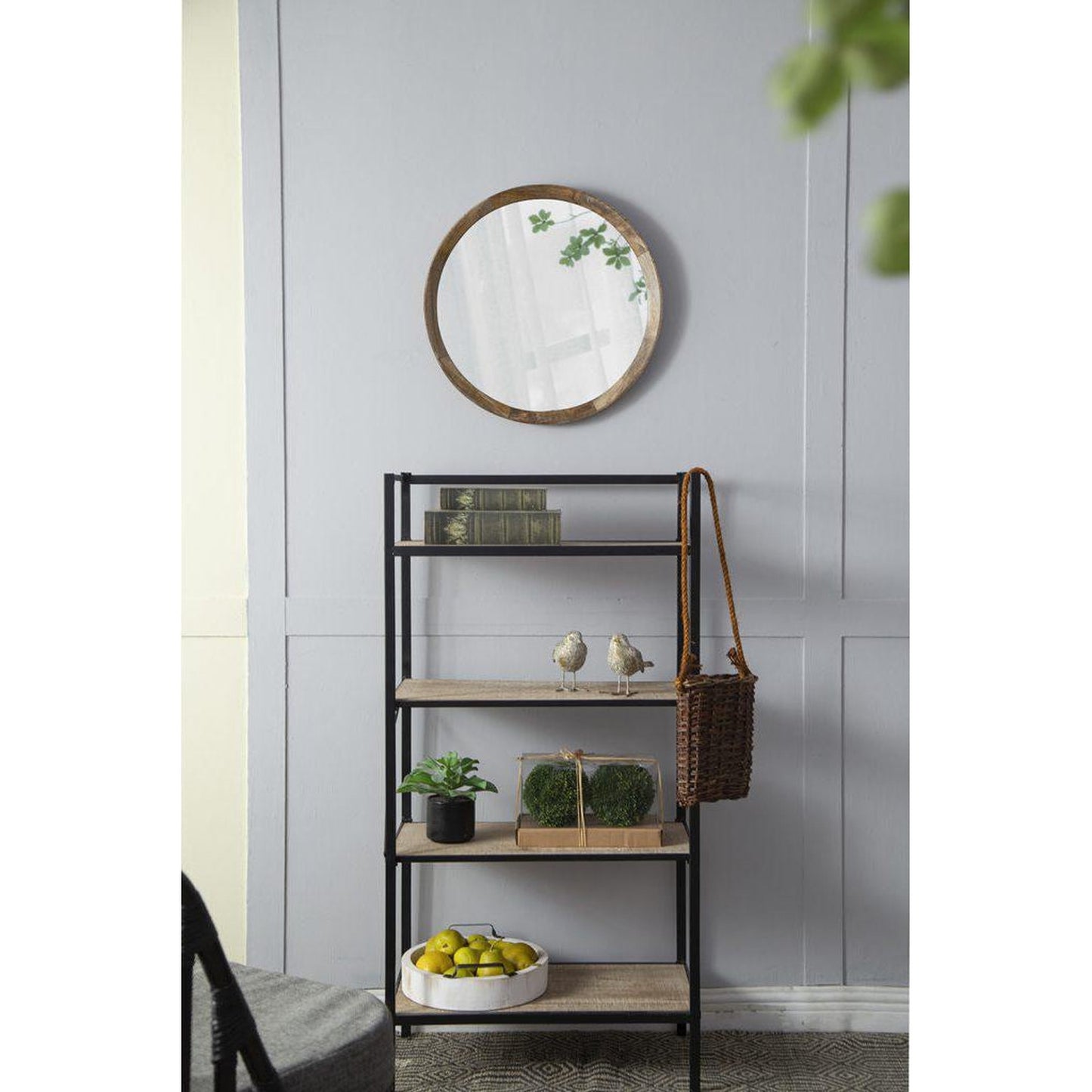 A&B Home Porthole 20" x 20" Bundle of 48 Round Brown Mango Wood Frame Wall-Mounted Mirror