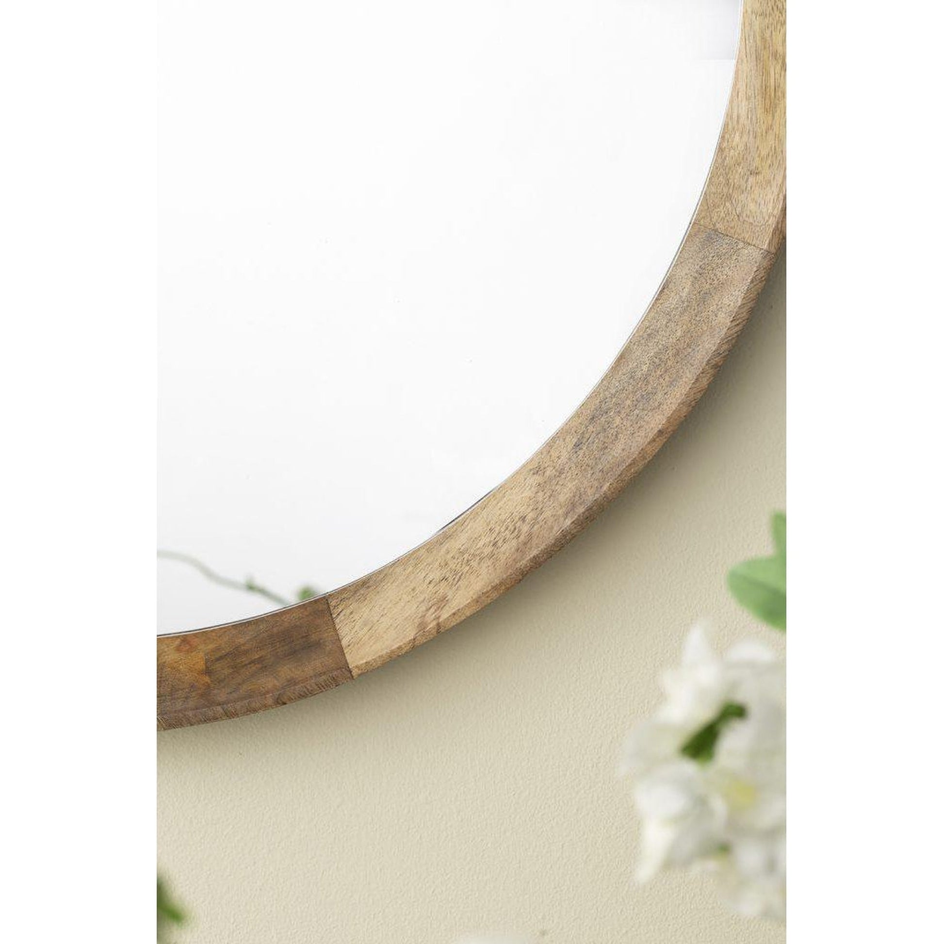 A&B Home Porthole 20" x 20" Bundle of 48 Round Brown Mango Wood Frame Wall-Mounted Mirror