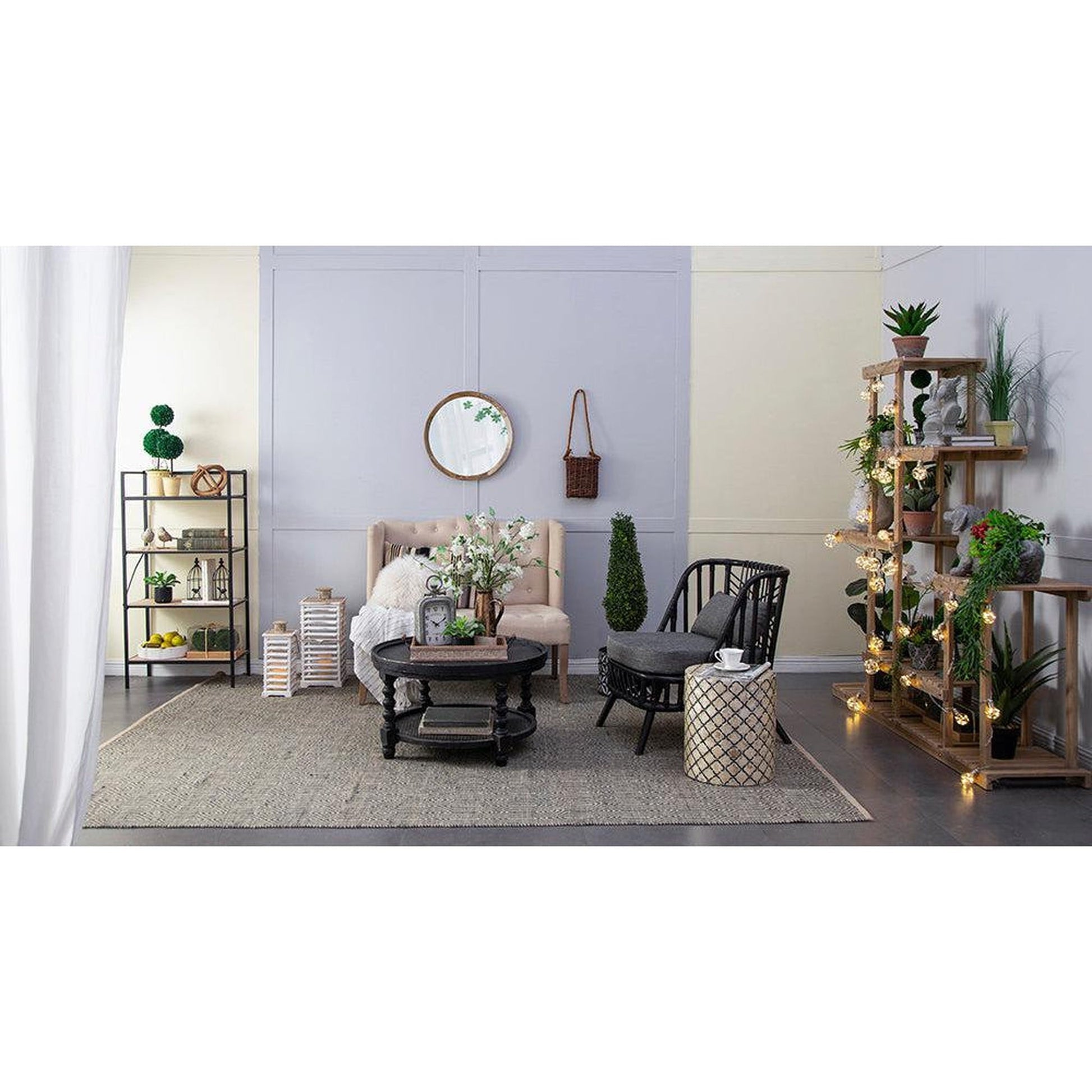 A&B Home Porthole 20" x 20" Bundle of 48 Round Brown Mango Wood Frame Wall-Mounted Mirror