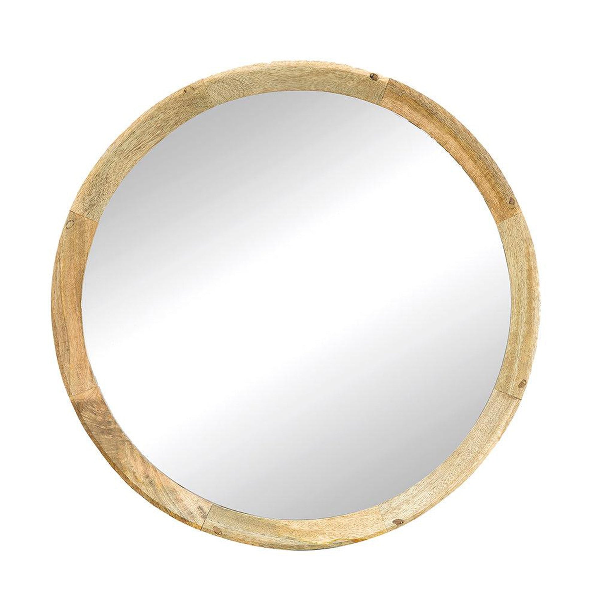 A&B Home Porthole 20" x 20" Bundle of 48 Round Brown Mango Wood Frame Wall-Mounted Mirror