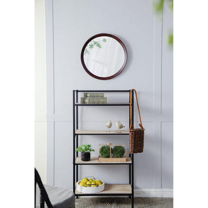 A&B Home Porthole 20" x 20" Bundle of 48 Round Dark Brown Mango Wood Frame Wall-Mounted Mirror