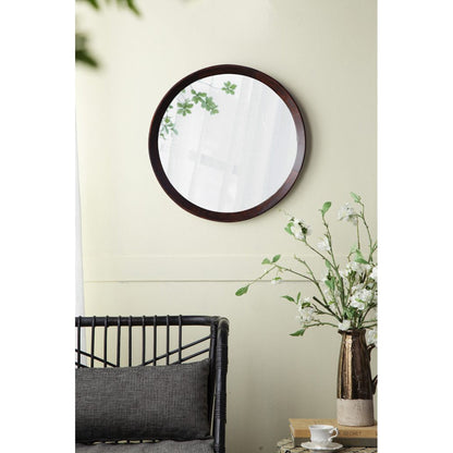 A&B Home Porthole 20" x 20" Bundle of 48 Round Dark Brown Mango Wood Frame Wall-Mounted Mirror