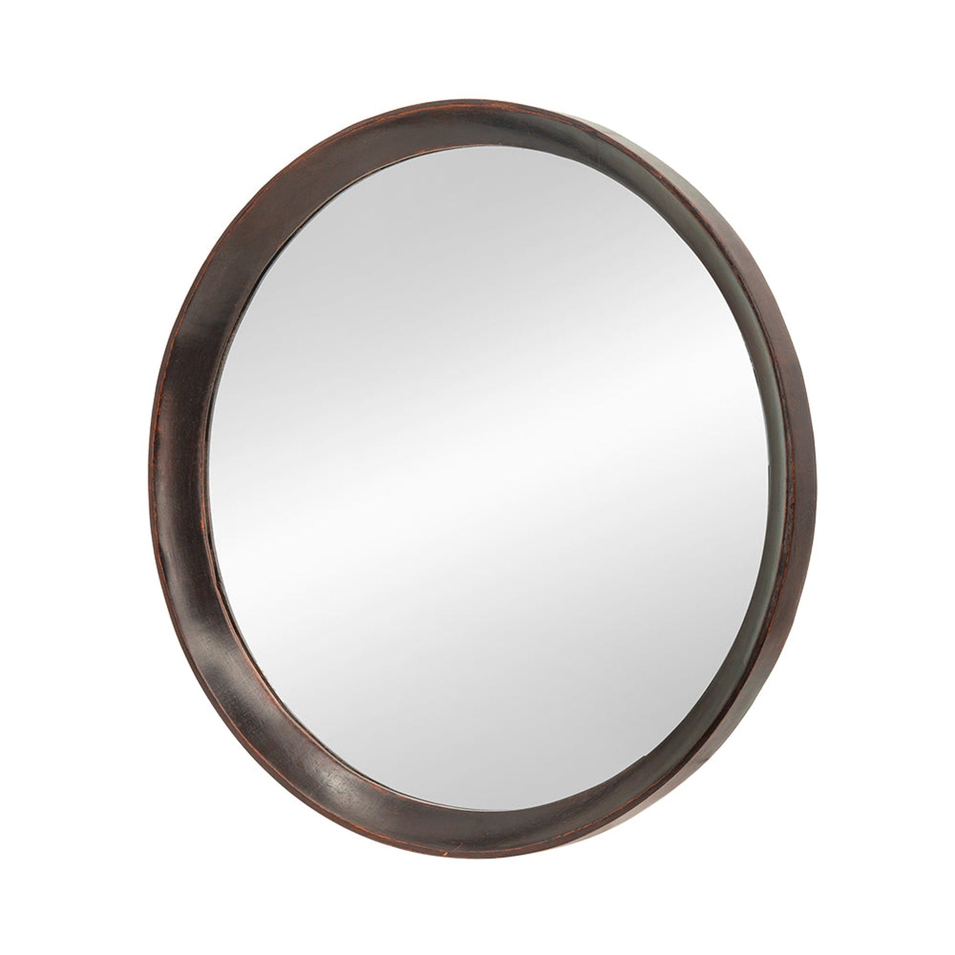 A&B Home Porthole 20" x 20" Bundle of 48 Round Dark Brown Mango Wood Frame Wall-Mounted Mirror