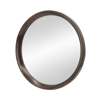 A&B Home Porthole 20" x 20" Bundle of 48 Round Dark Brown Mango Wood Frame Wall-Mounted Mirror