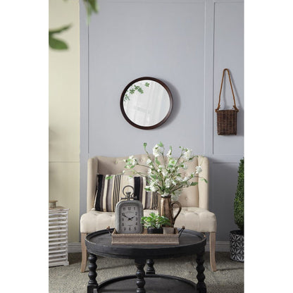 A&B Home Porthole 20" x 20" Bundle of 48 Round Dark Brown Mango Wood Frame Wall-Mounted Mirror
