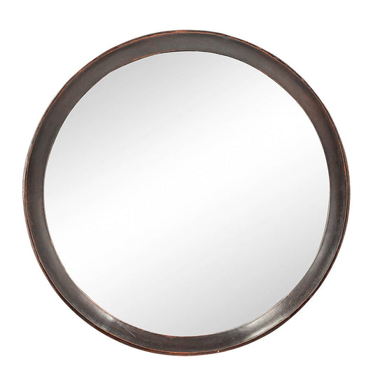 A&B Home Porthole 20" x 20" Bundle of 48 Round Dark Brown Mango Wood Frame Wall-Mounted Mirror
