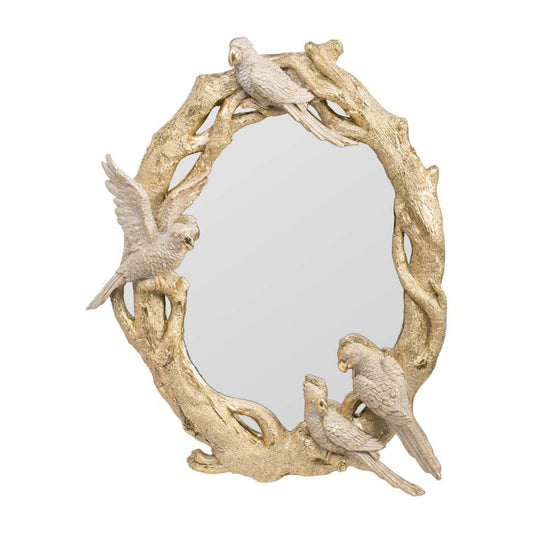 A&B Home Ramani 18" x 22" Bundle of 21 Round Bird Design Gold Resin Frame Wall-Mounted Mirror