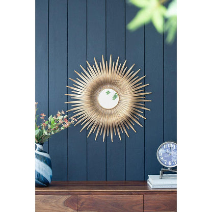 A&B Home Rhys 28" x 28" Bundle of 12 Sunburst Shaped Gold Metal Frame Wall-Mounted