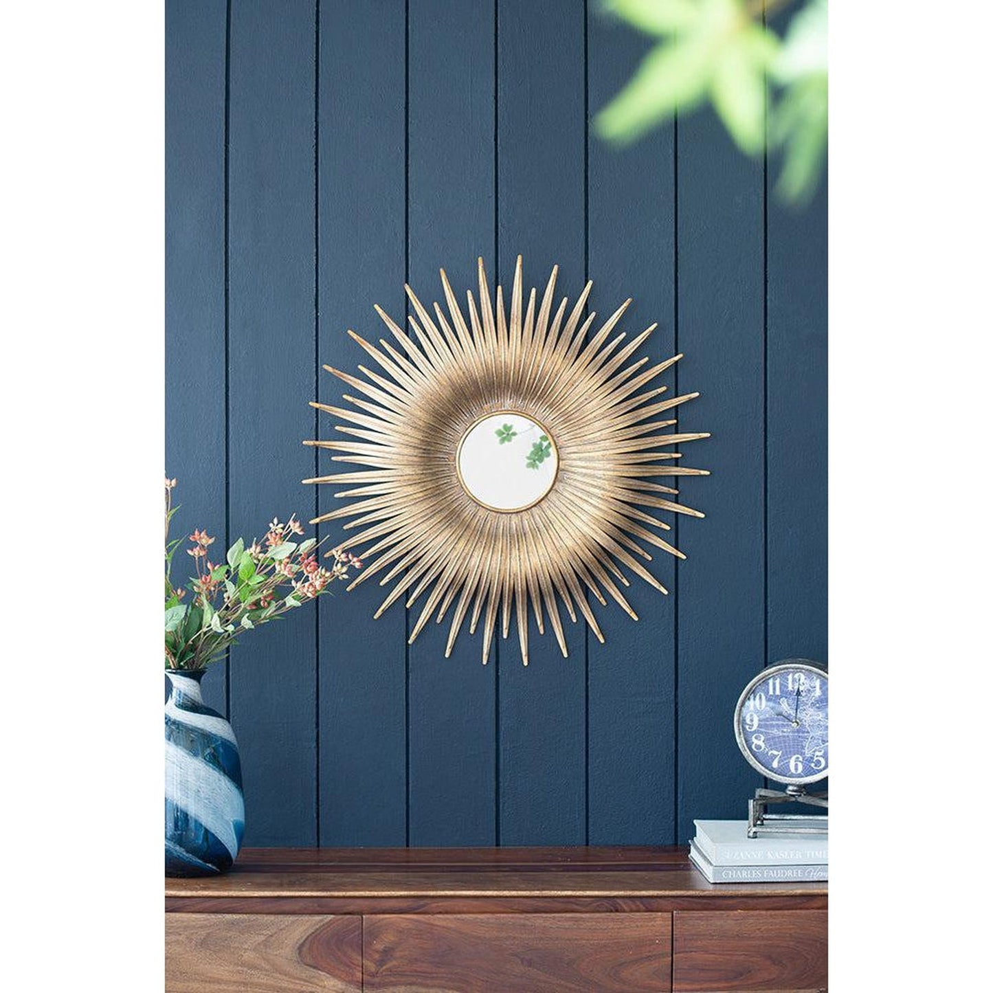 A&B Home Rhys 28" x 28" Bundle of 18 Sunburst Shaped Gold Metal Frame Wall-Mounted