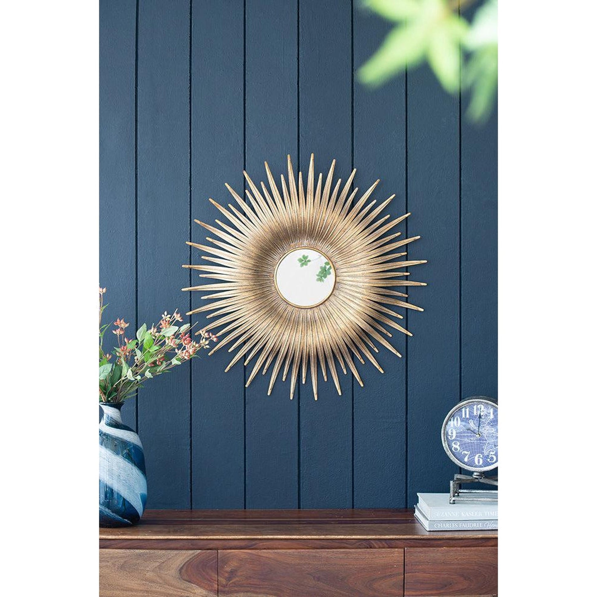 A&B Home Rhys 28" x 28" Bundle of 18 Sunburst Shaped Gold Metal Frame Wall-Mounted