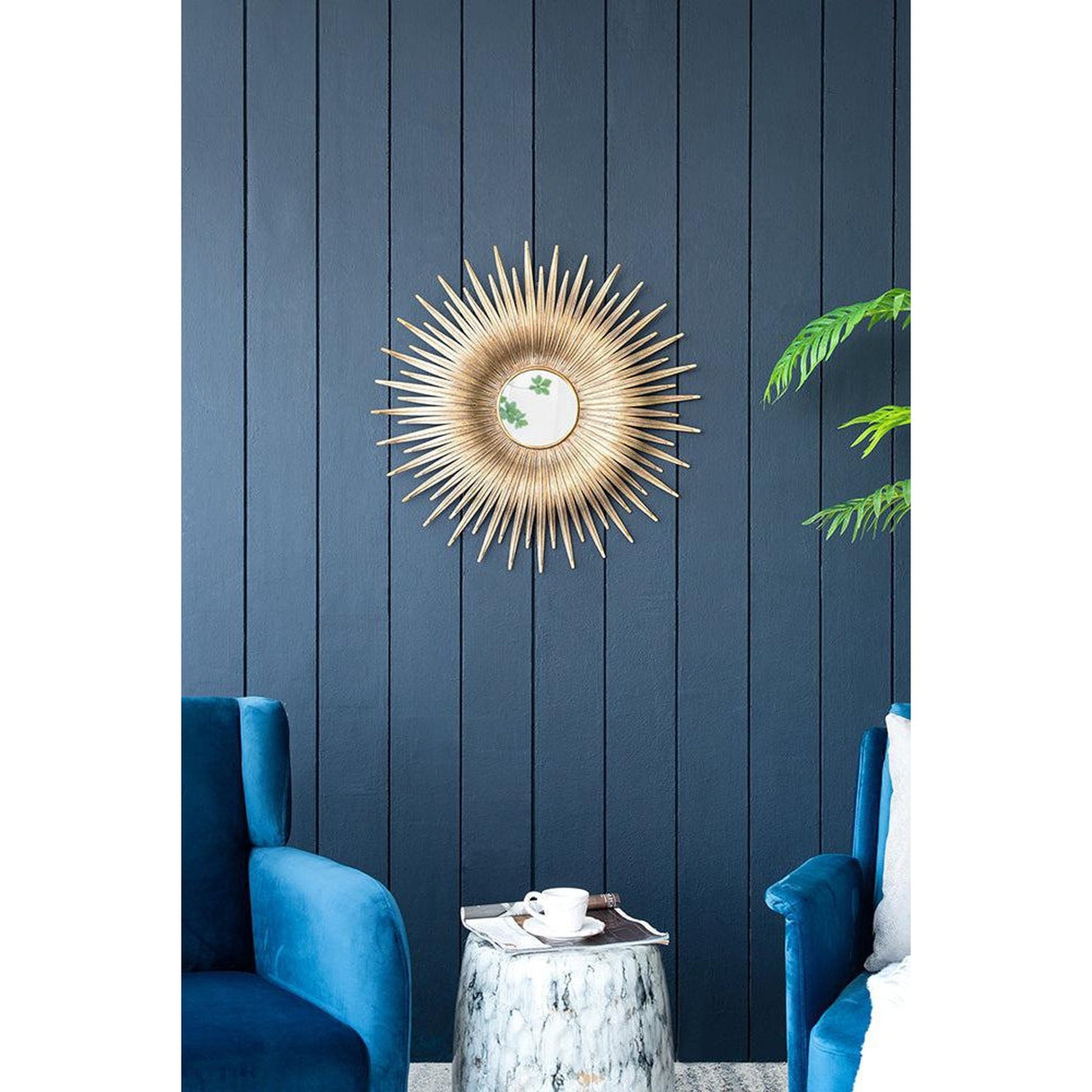 A&B Home Rhys 28" x 28" Bundle of 18 Sunburst Shaped Gold Metal Frame Wall-Mounted