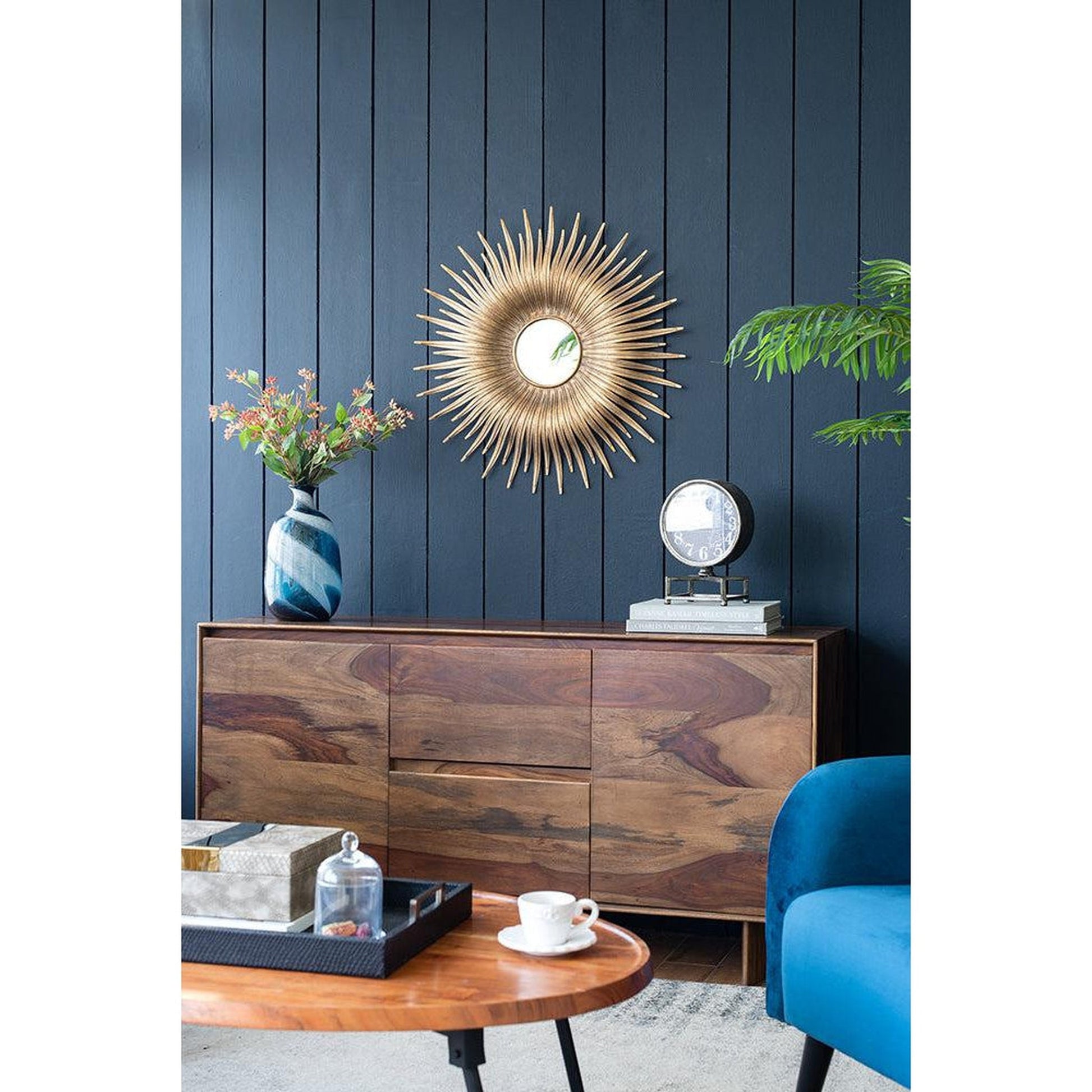 A&B Home Rhys 28" x 28" Bundle of 18 Sunburst Shaped Gold Metal Frame Wall-Mounted