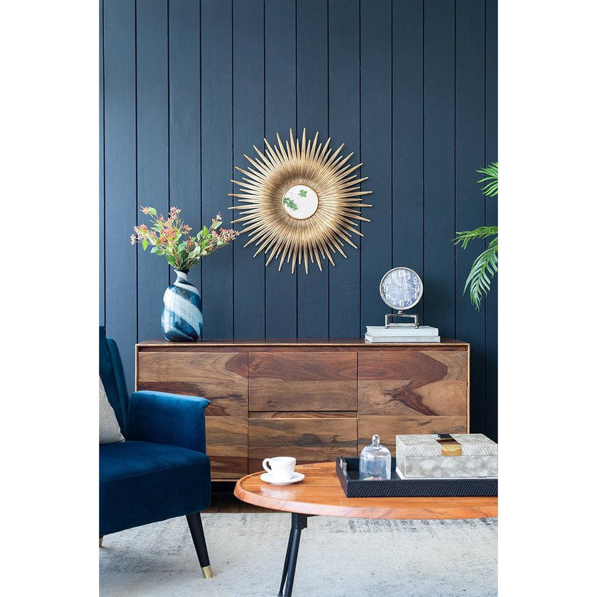 A&B Home Rhys 28" x 28" Bundle of 18 Sunburst Shaped Gold Metal Frame Wall-Mounted