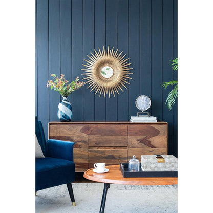 A&B Home Rhys 28" x 28" Bundle of 18 Sunburst Shaped Gold Metal Frame Wall-Mounted