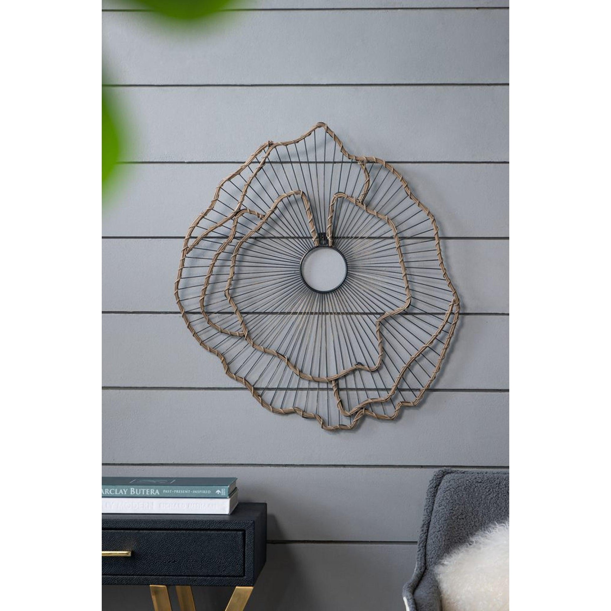 A&B Home Set of 3 Bundle of 12 Flower Decoration Gold Metal Frame Wall-Mounted Mirror