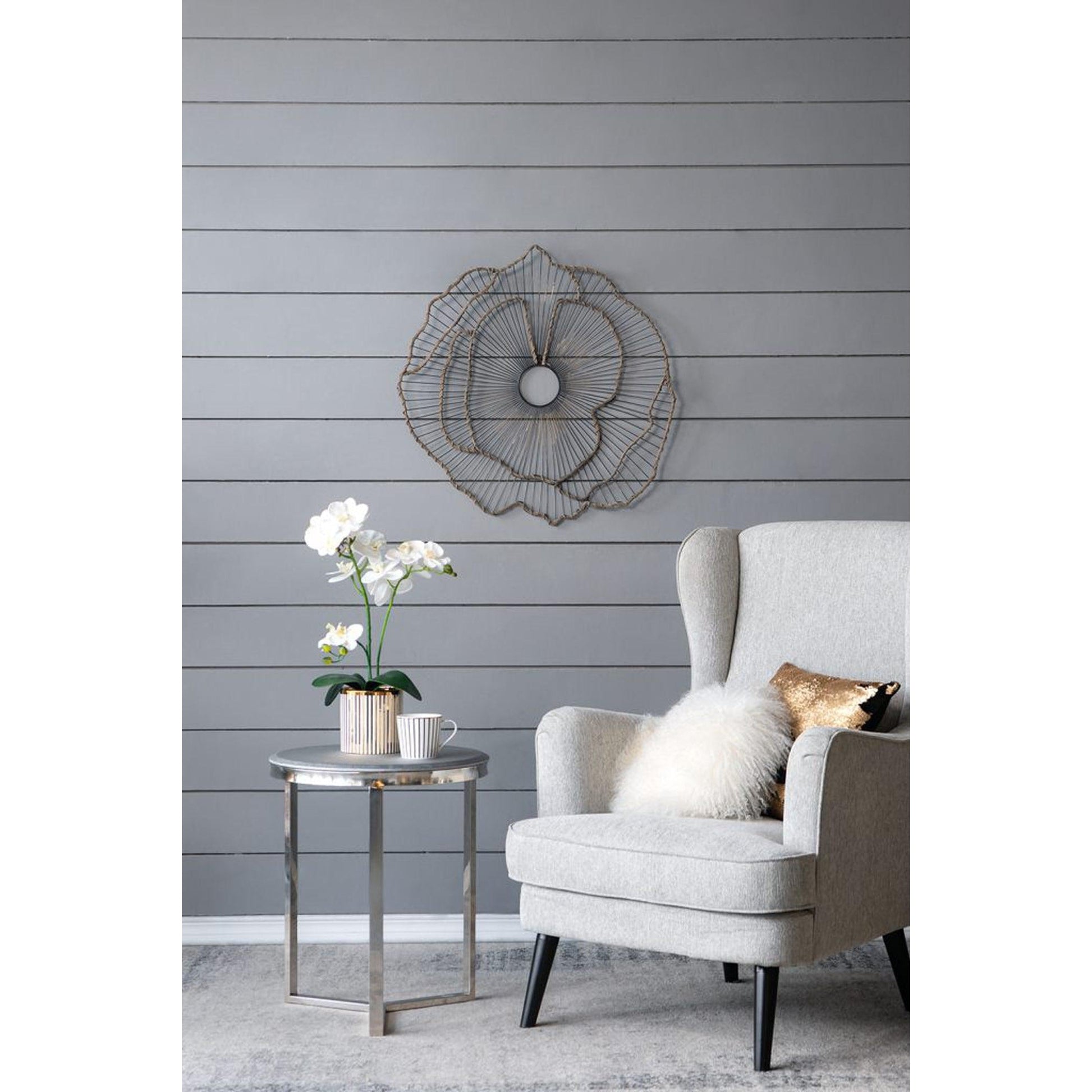 A&B Home Set of 3 Bundle of 12 Flower Decoration Gold Metal Frame Wall-Mounted Mirror