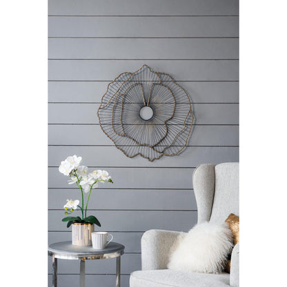 A&B Home Set of 3 Bundle of 12 Flower Decoration Gold Metal Frame Wall-Mounted Mirror