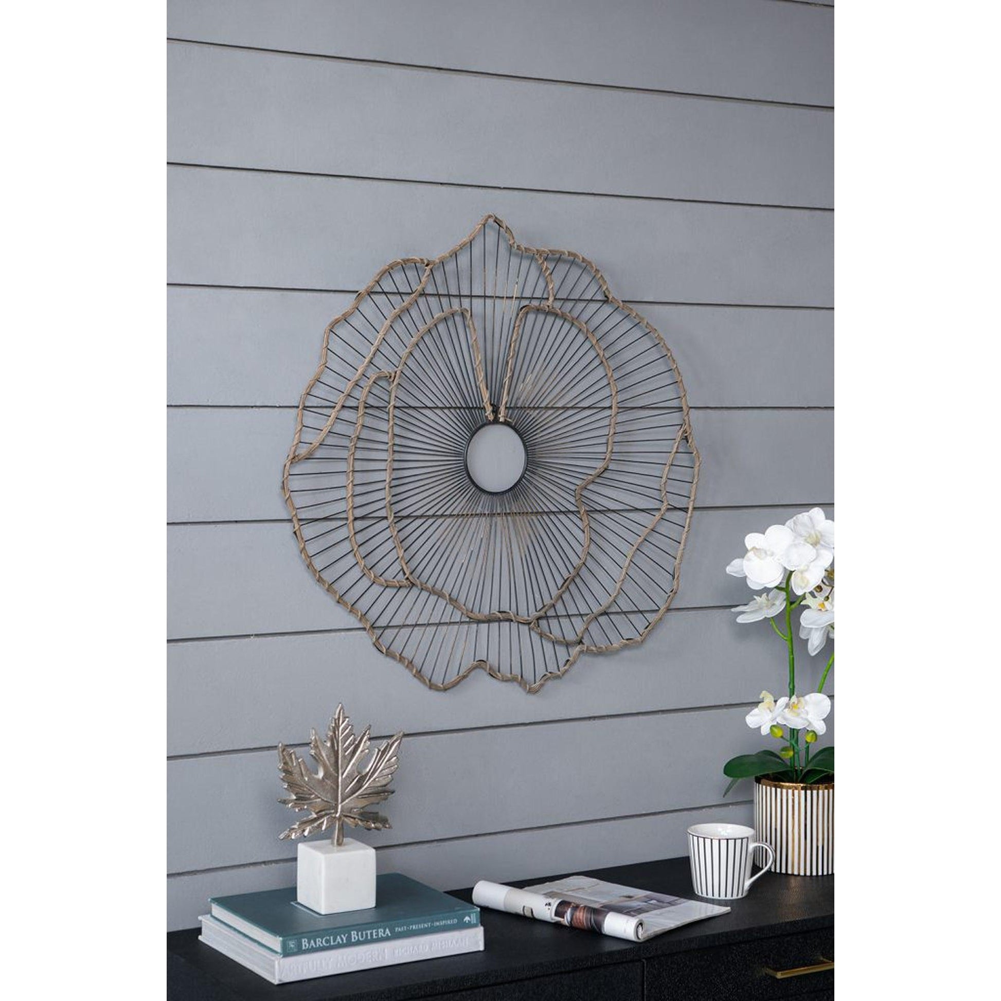 A&B Home Set of 3 Bundle of 12 Flower Decoration Gold Metal Frame Wall-Mounted Mirror