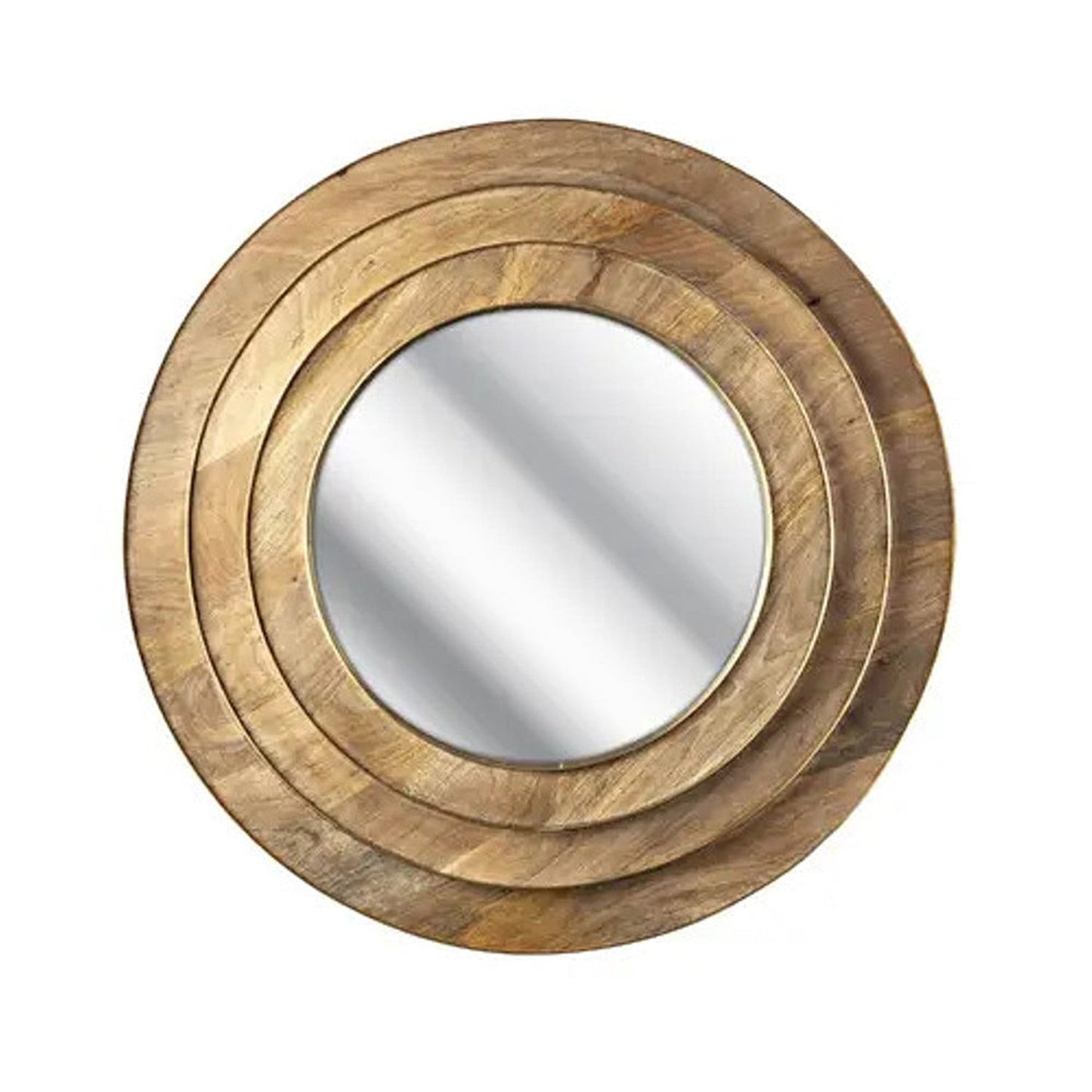 A&B Home Shalence 35" x 35" Bundle of 4 Round Circle Step Design Brass Wooden Framed Wall-Mounted Mirror