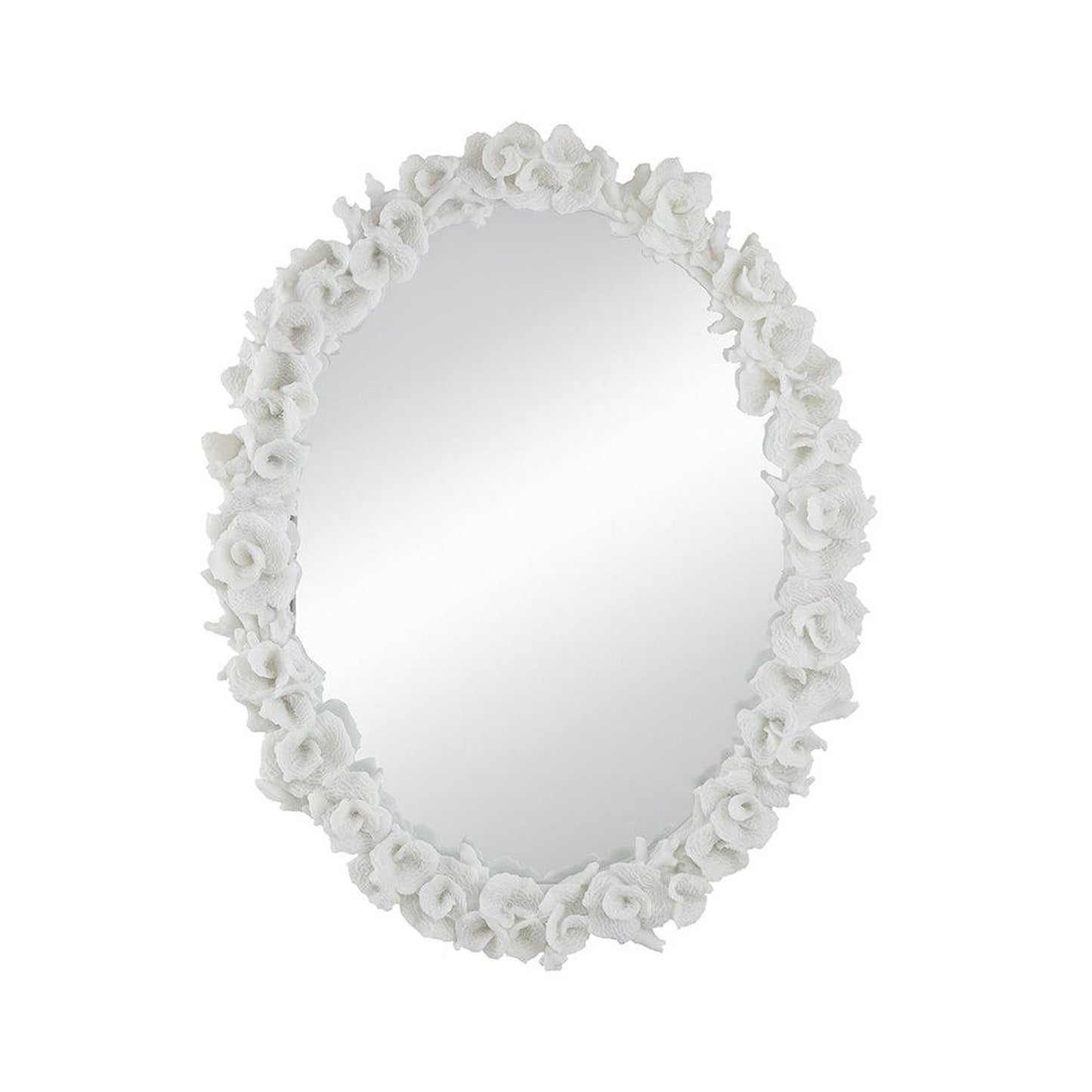 A&B Home Shelby 28" x 35" Bundle of 6 Round White Clear Resin Faux Coral Frame Wall-Mounted Mirror