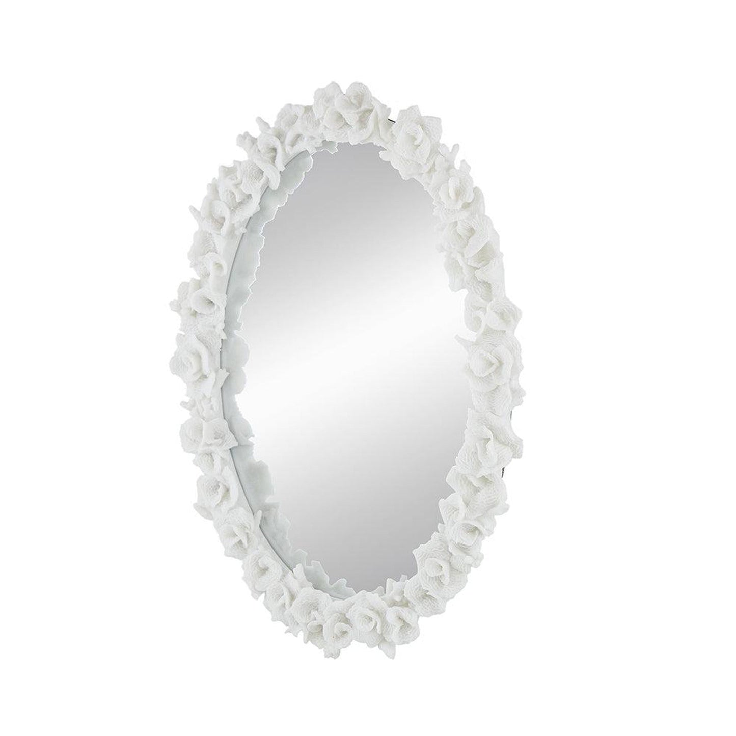A&B Home Shelby 28" x 35" Bundle of 8 Round White Clear Resin Faux Coral Frame Wall-Mounted Mirror