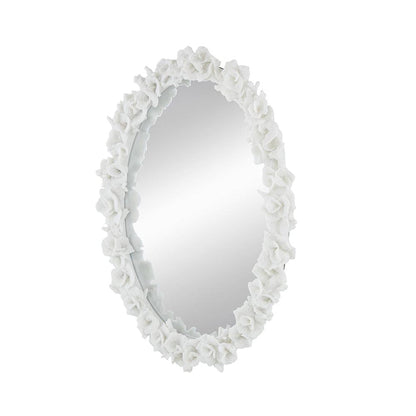 A&B Home Shelby 28" x 35" Bundle of 8 Round White Clear Resin Faux Coral Frame Wall-Mounted Mirror