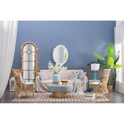 A&B Home Shelby 28" x 35" Bundle of 8 Round White Clear Resin Faux Coral Frame Wall-Mounted Mirror