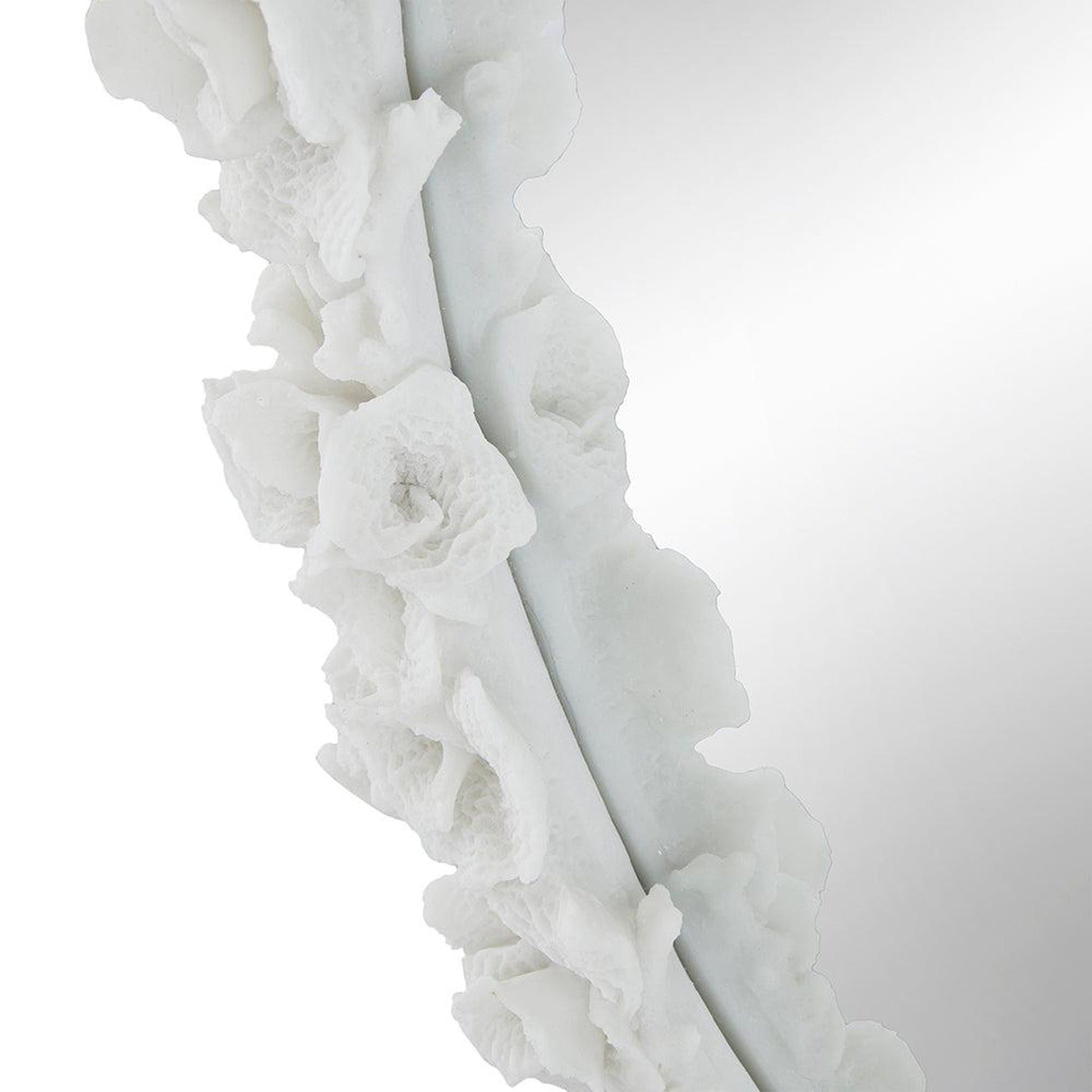 A&B Home Shelby 28" x 35" Bundle of 8 Round White Clear Resin Faux Coral Frame Wall-Mounted Mirror