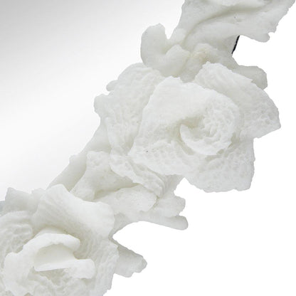 A&B Home Shelby 28" x 35" Bundle of 8 Round White Clear Resin Faux Coral Frame Wall-Mounted Mirror