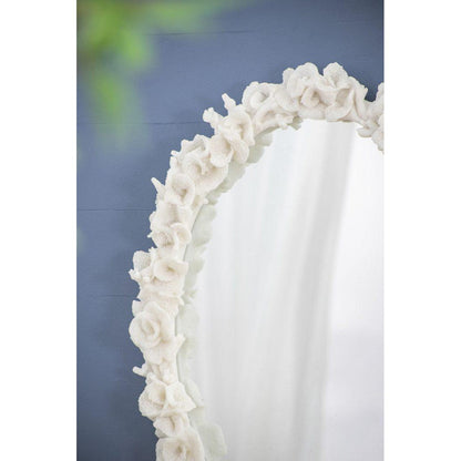A&B Home Shelby 28" x 35" Bundle of 8 Round White Clear Resin Faux Coral Frame Wall-Mounted Mirror