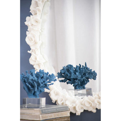 A&B Home Shelby 28" x 35" Bundle of 8 Round White Clear Resin Faux Coral Frame Wall-Mounted Mirror