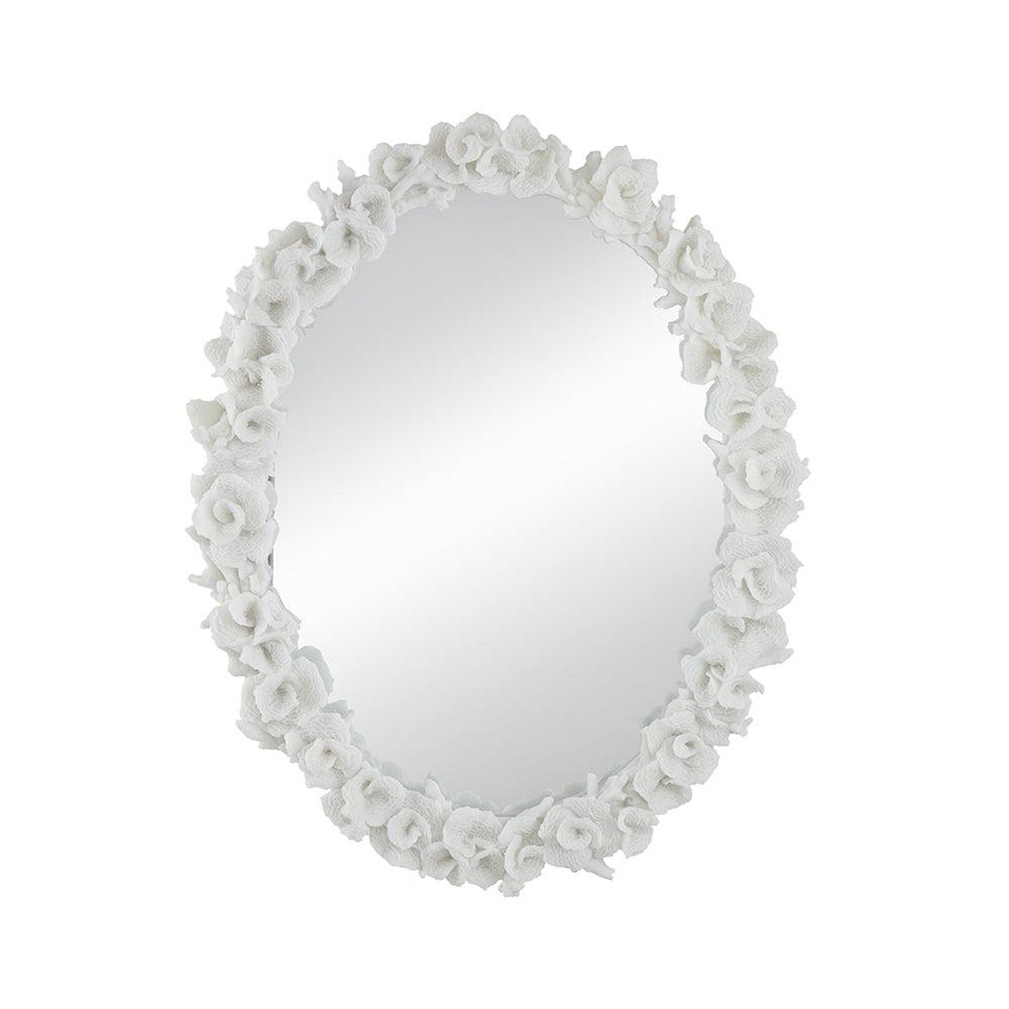 A&B Home Shelby 28" x 35" Bundle of 8 Round White Clear Resin Faux Coral Frame Wall-Mounted Mirror
