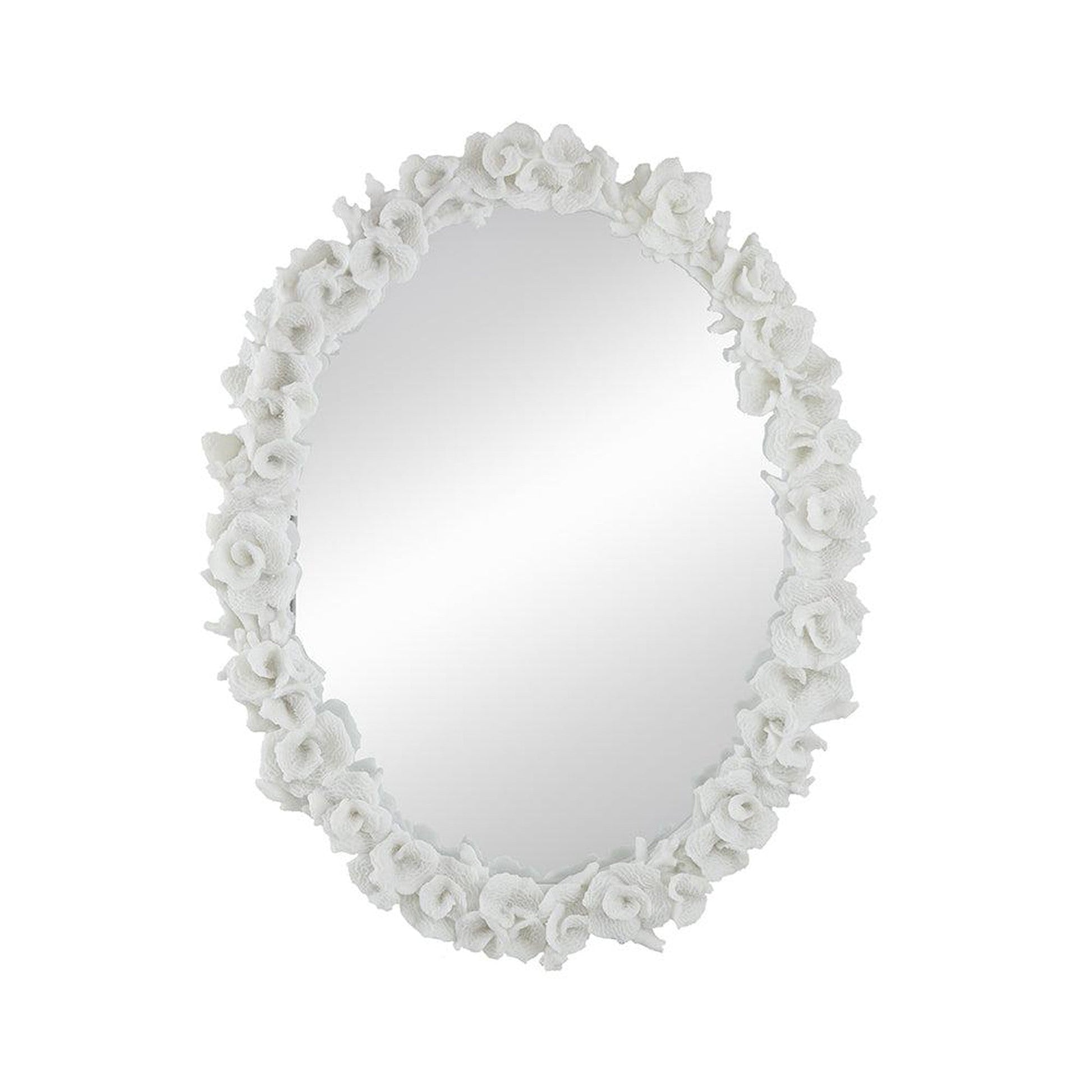 A&B Home Shelby 28" x 35" Bundle of 8 Round White Clear Resin Faux Coral Frame Wall-Mounted Mirror