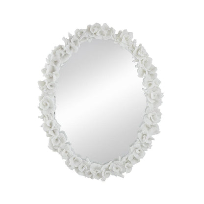 A&B Home Shelby 28" x 35" Bundle of 8 Round White Clear Resin Faux Coral Frame Wall-Mounted Mirror