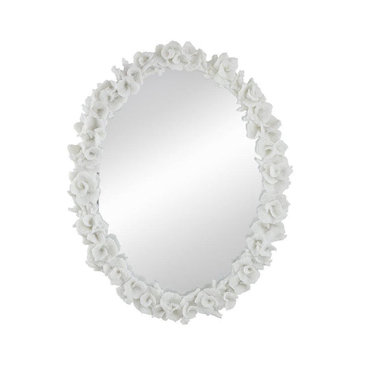 A&B Home Shelby 28" x 35" Bundle of 8 Round White Clear Resin Faux Coral Frame Wall-Mounted Mirror
