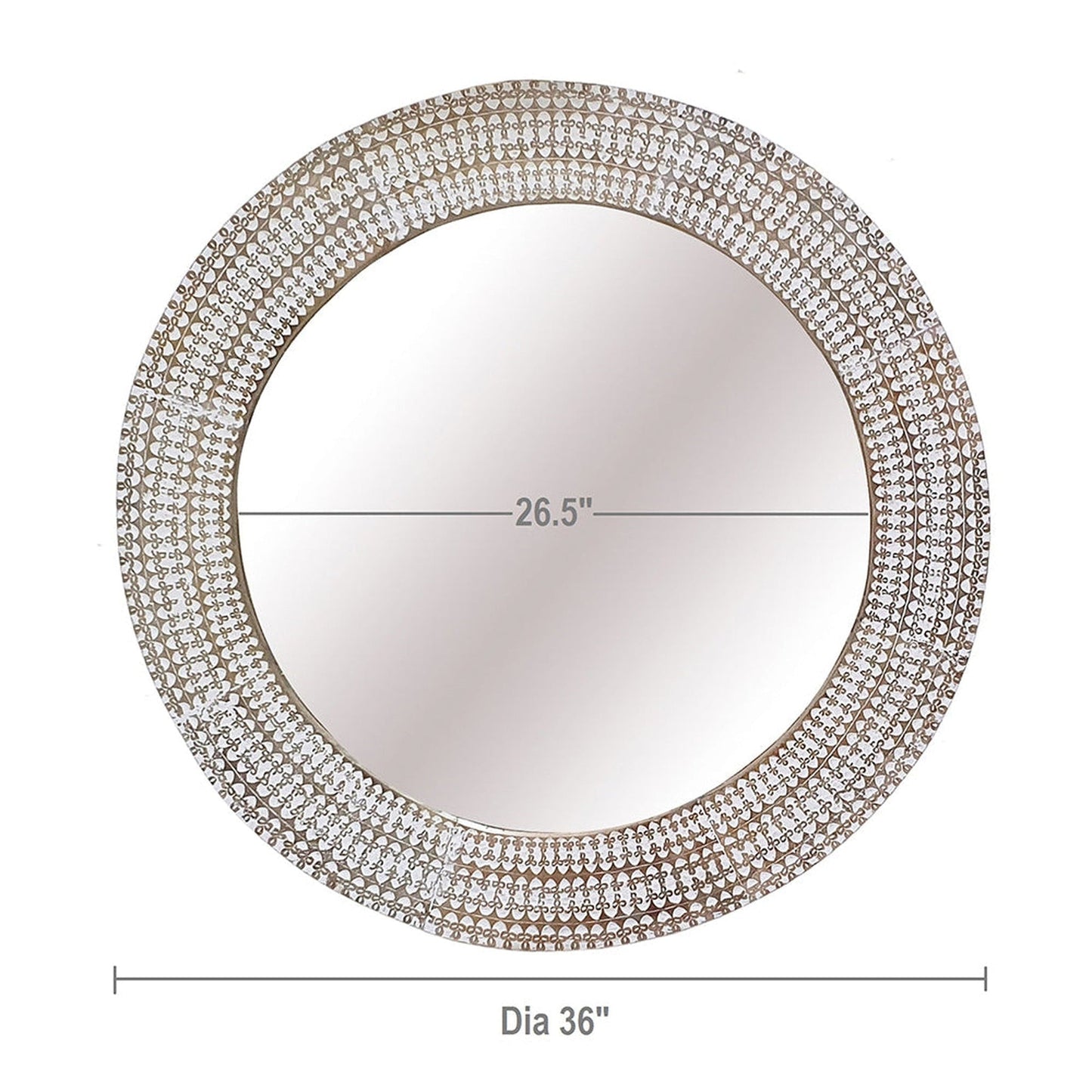 A&B Home Simbu 36" x 36" Bundle of 12 Round Whitewash Mango Wooden Frame Wall-Mounted Mirror