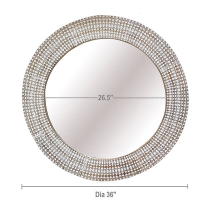 A&B Home Simbu 36" x 36" Bundle of 12 Round Whitewash Mango Wooden Frame Wall-Mounted Mirror