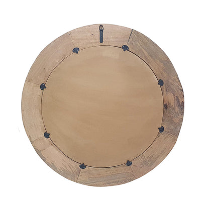 A&B Home Simbu 36" x 36" Bundle of 12 Round Whitewash Mango Wooden Frame Wall-Mounted Mirror