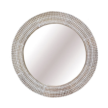 A&B Home Simbu 36" x 36" Bundle of 12 Round Whitewash Mango Wooden Frame Wall-Mounted Mirror