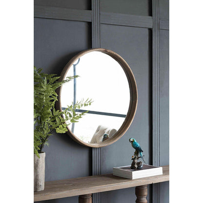 A&B Home Thayne 28" x 28" Bundle of 11 Round Wall-Mounted Mirror With Dark Wood Frame Finish