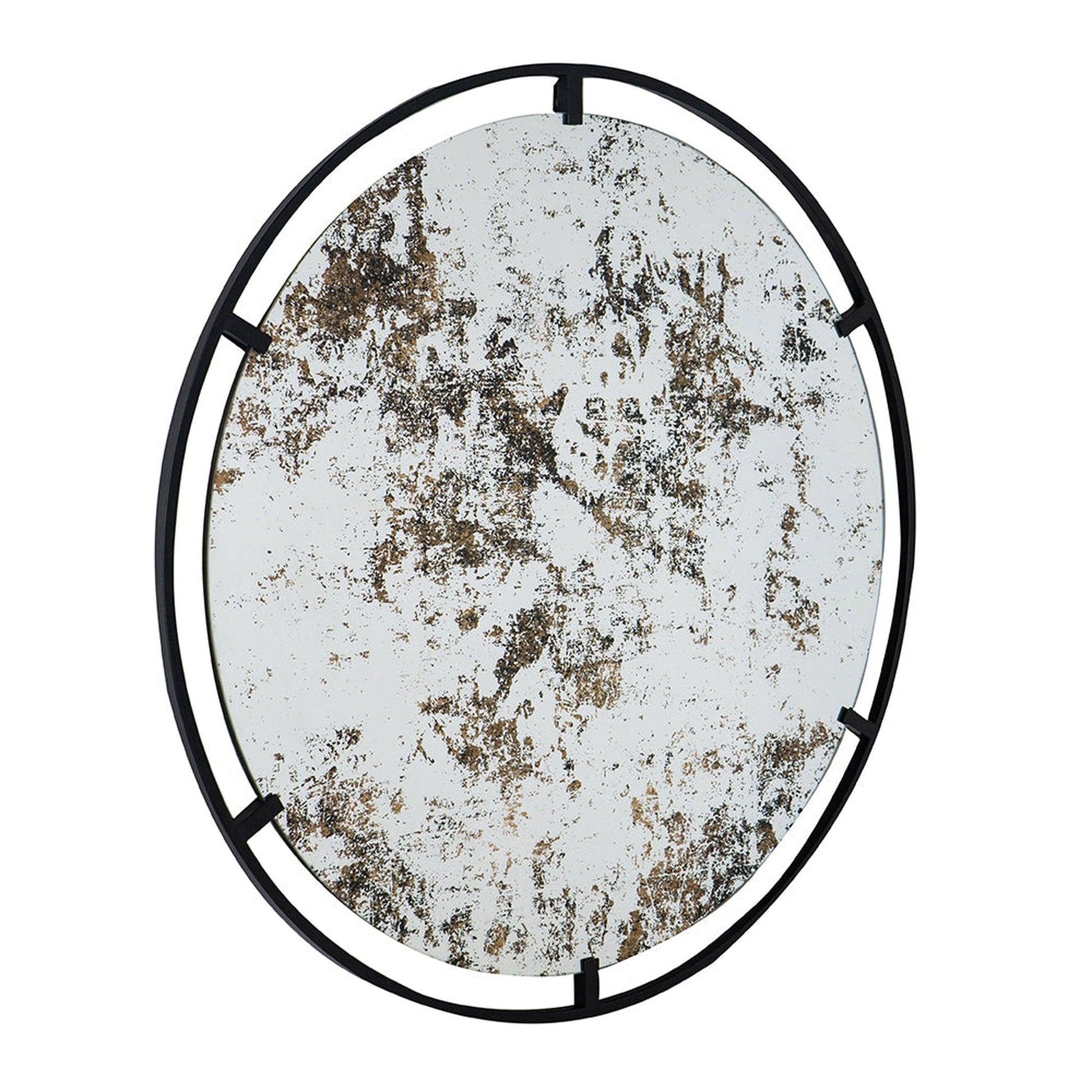 A&B Home Theodor 32" x 32" Bundle of 9 Round Antique Black Metal Frame Wall-Mounted Mirror