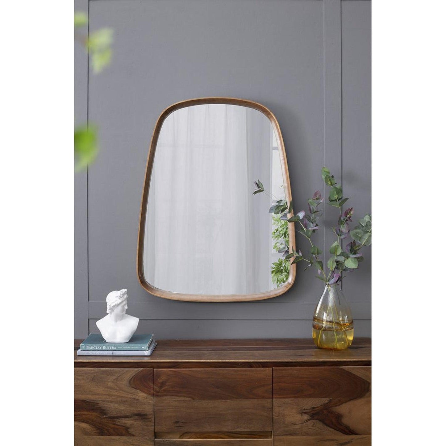 A&B Home Wayne 27" x 37" Bundle of 12 Rectangular Shape With Curved Edges Brown Wooden Frame Wall-Mounted Mirror