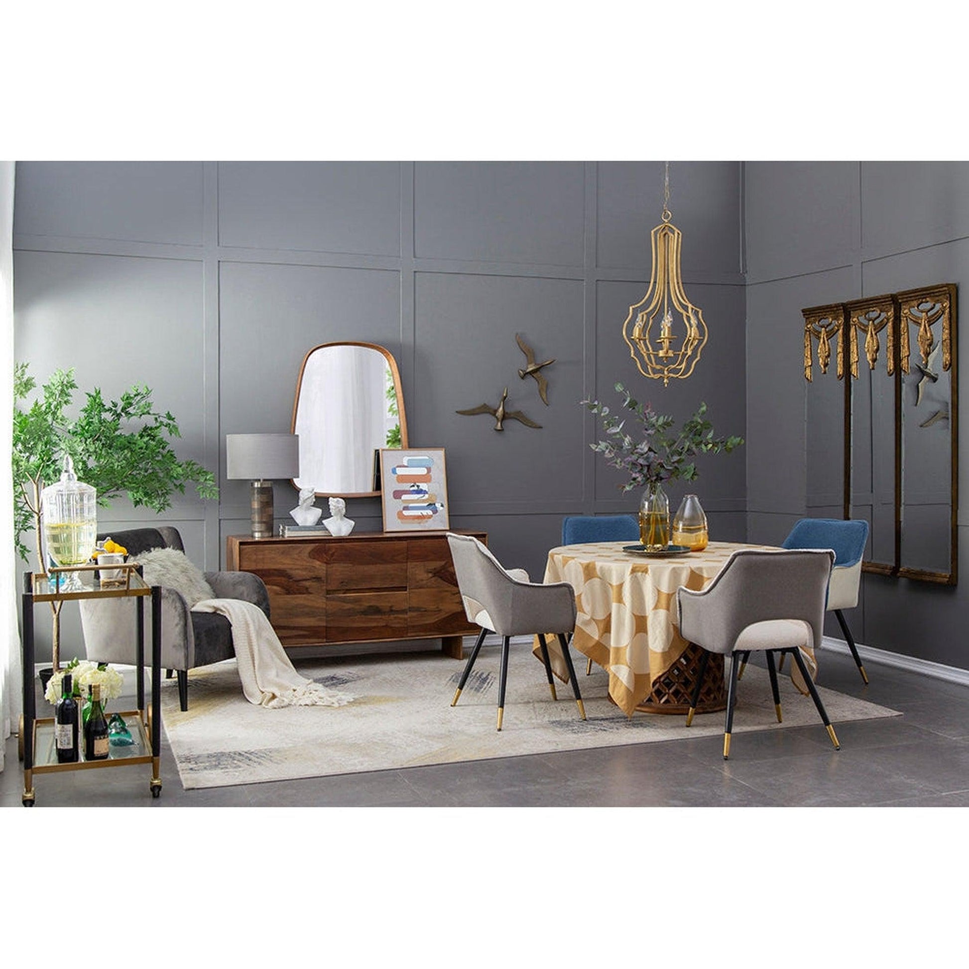 A&B Home Wayne 27" x 37" Bundle of 12 Rectangular Shape With Curved Edges Brown Wooden Frame Wall-Mounted Mirror