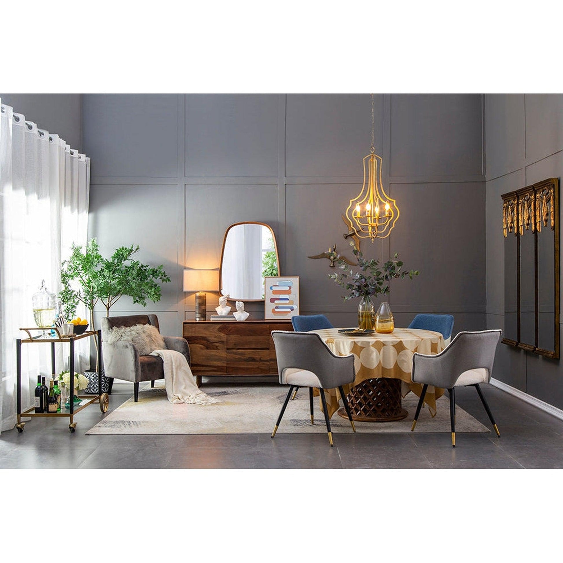 A&B Home Wayne 27" x 37" Bundle of 12 Rectangular Shape With Curved Edges Brown Wooden Frame Wall-Mounted Mirror