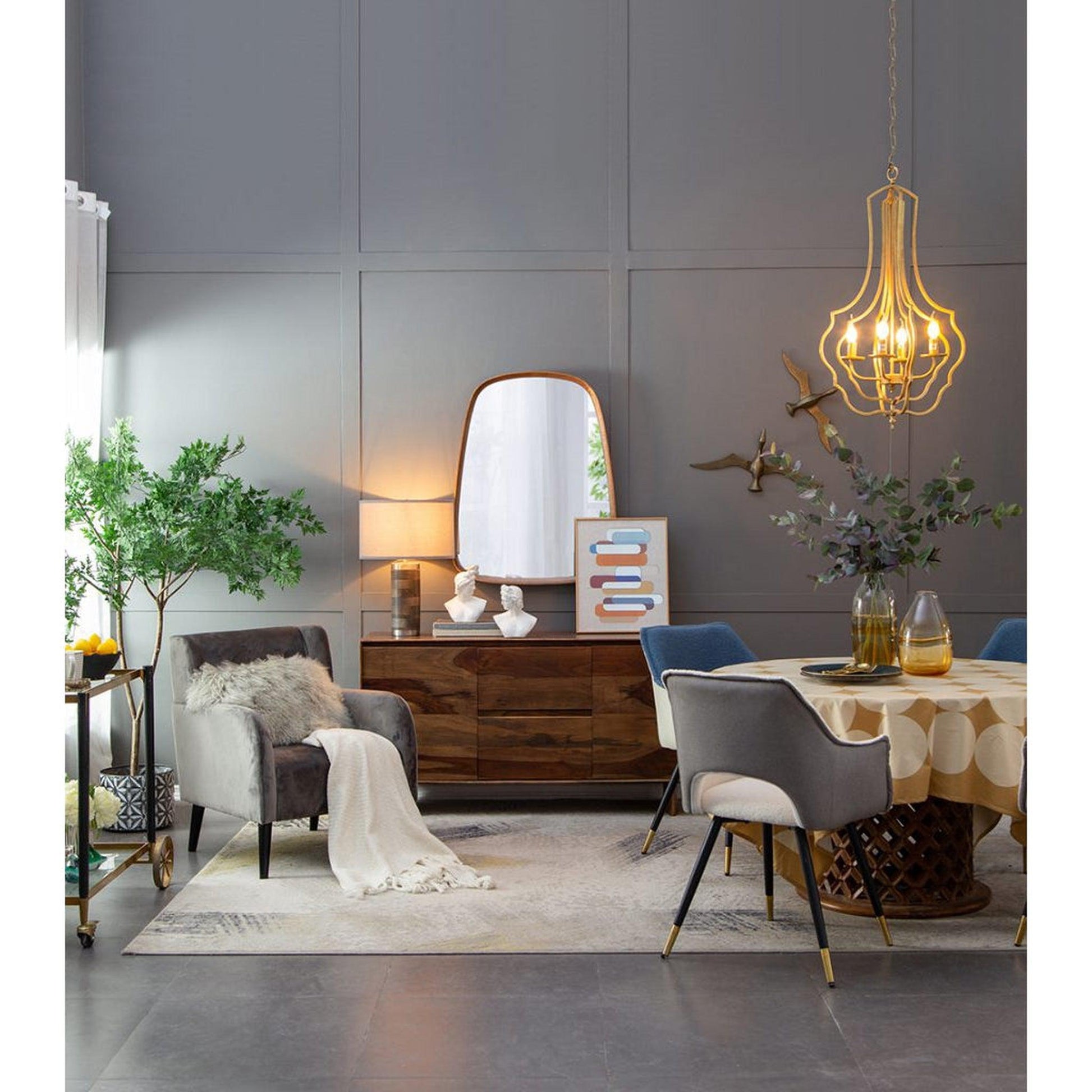 A&B Home Wayne 27" x 37" Bundle of 12 Rectangular Shape With Curved Edges Brown Wooden Frame Wall-Mounted Mirror